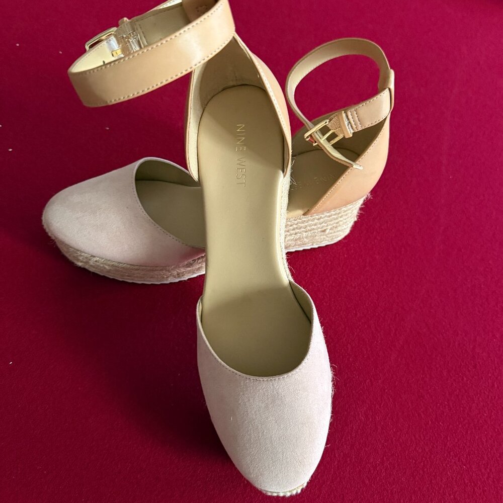 Size 10 Nine West "Ariela" Wedge Espadrille Ankle Strap Sandals